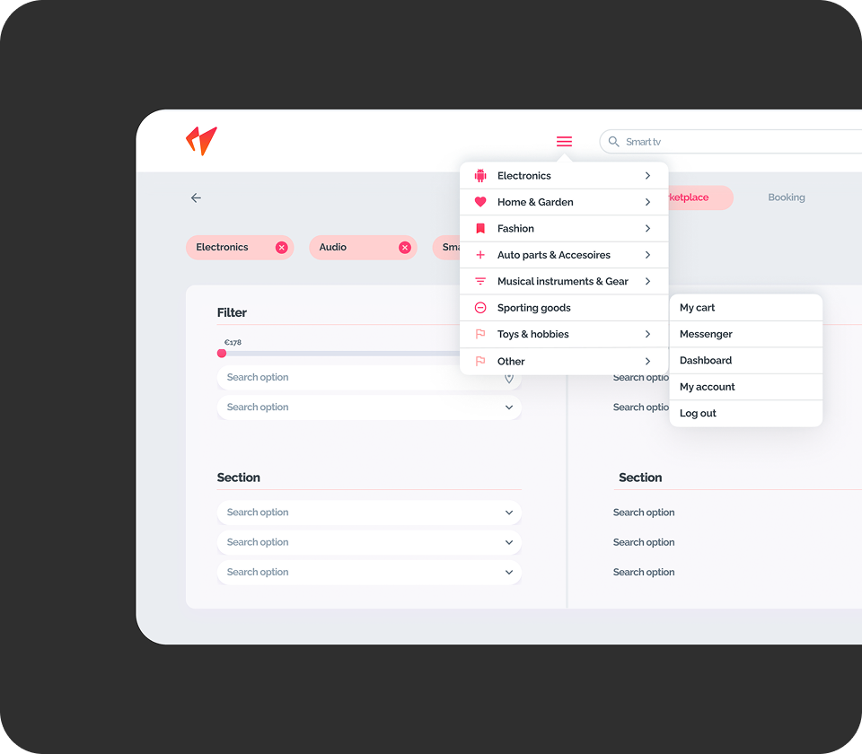 Advanced product catalog and search filters