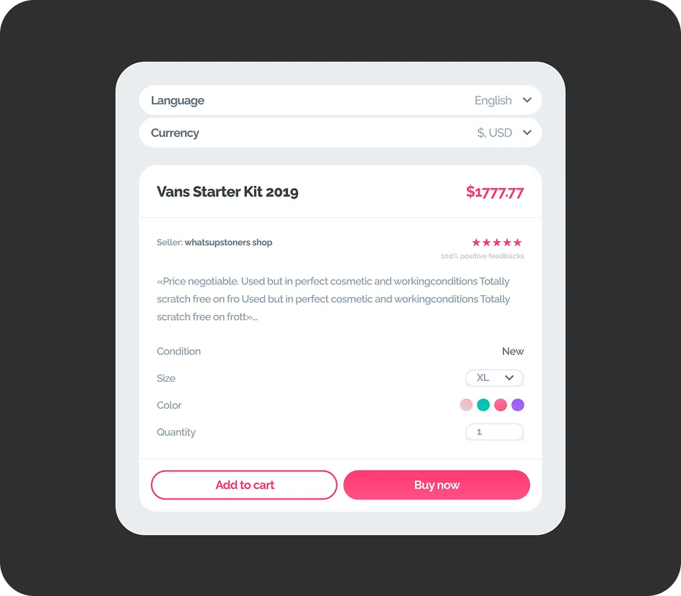 Multi-currency, multi-language support